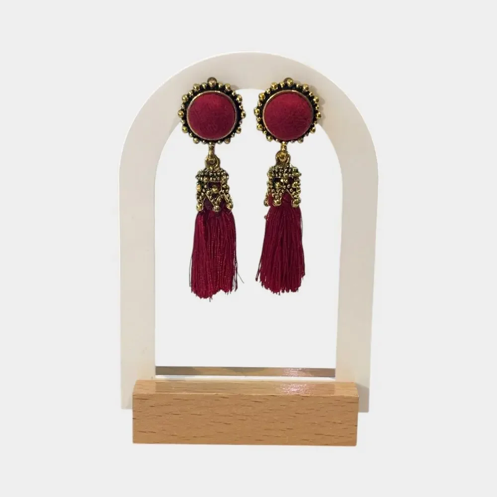 Vintage Women Velvet Red Earrings